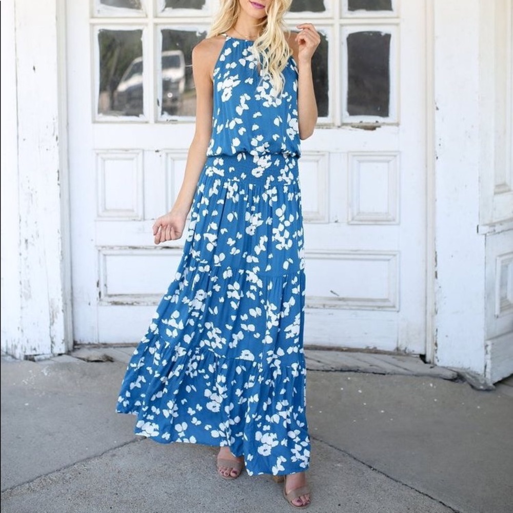 VICI To the Sky Smocked Maxi Dress